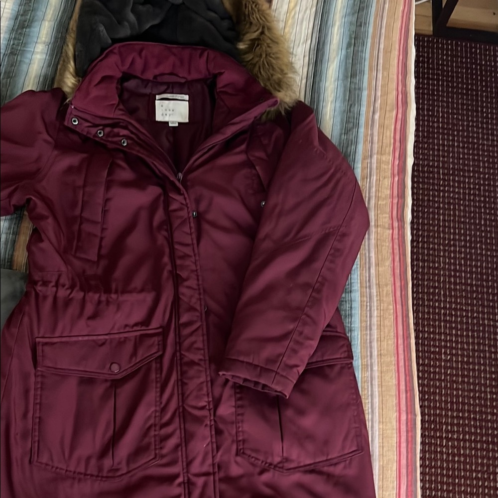 Women's Burgundy Hooded Jacket